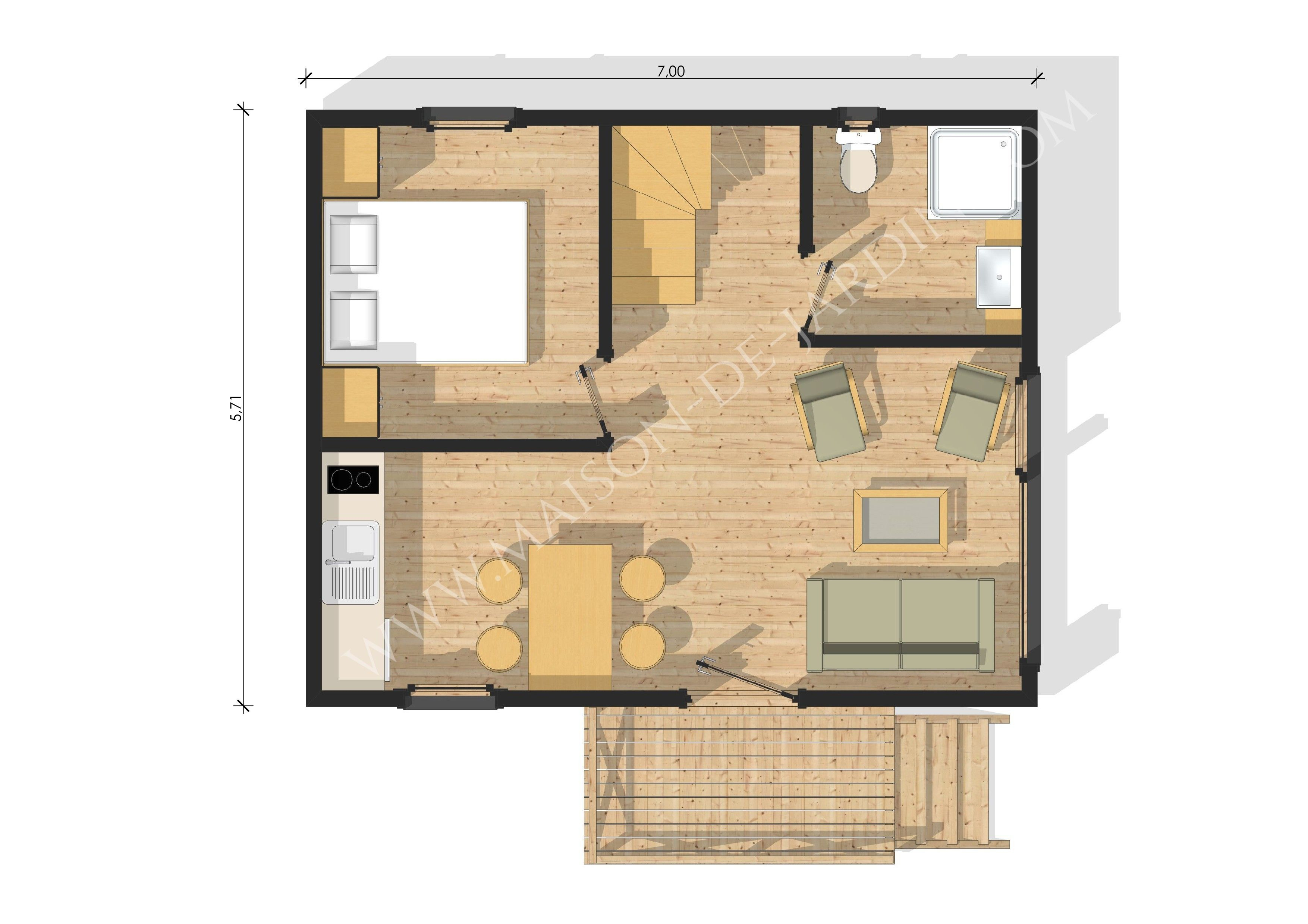 Chalet Bois En Kit 20M2 Habitable Avec Mezzanine