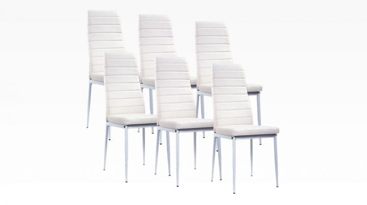 Many – Lot De 6 Chaises Blanc encequiconcerne Lot De 6 Chaise Noir Et Blanc