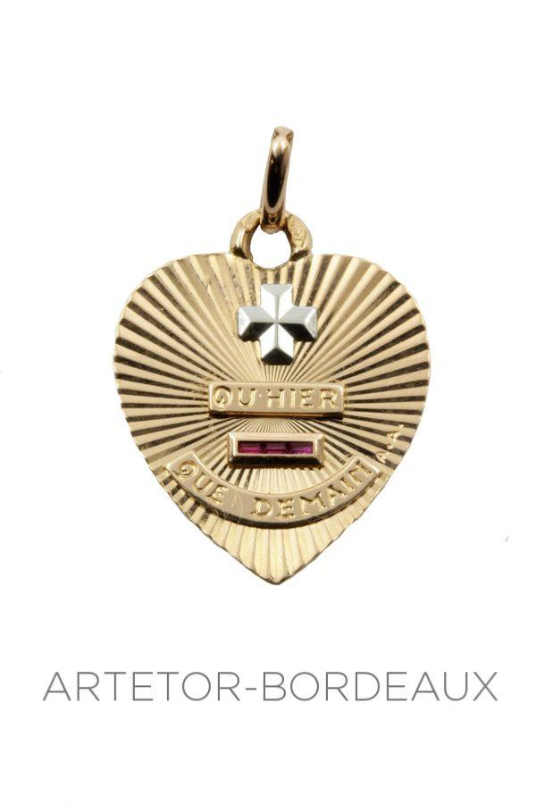 Médaille-D Amour-Or 18 K-Occasion intérieur Amours D&#039;Occasion