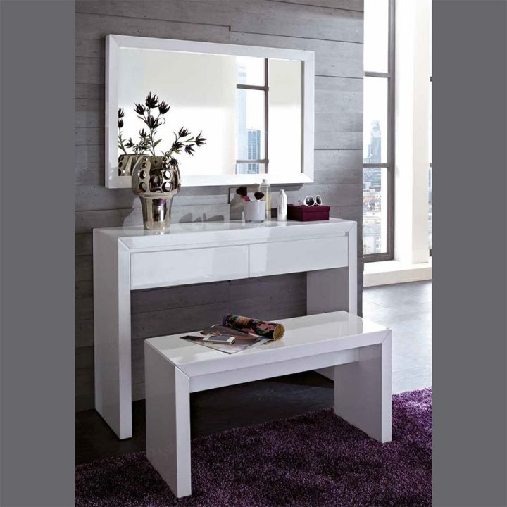 Meuble Commode D'Entrée Coiffeuse Blanc Laqué Design encequiconcerne Petit Meuble Entrée