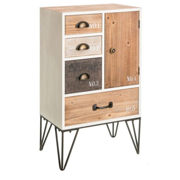 Meuble D'Appoint 4 Tiroirs 1 Porte En Mdf, Bois Vieilli Et tout Meuble D Appoint Salon Meuble D'Appoint 4 Tiroirs 1 Porte En Mdf, Bois Vieilli Et tout Meuble D Appoint Salon