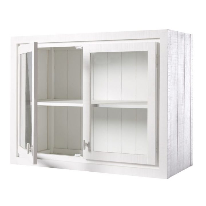 Meuble Haut De Cuisine 2 Portes Vitré Blanc Embrun concernant Meuble Haut Cuisine Vitré