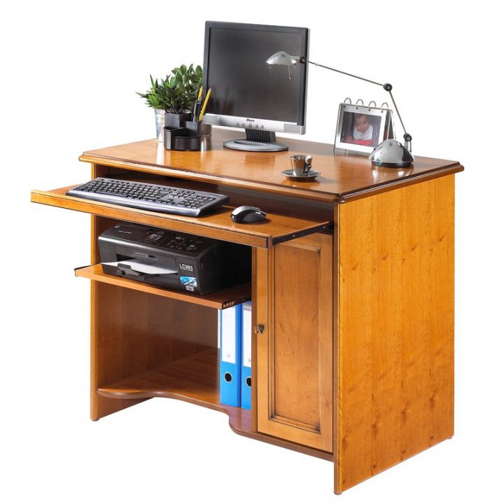 Meuble Informatique Teinte Merisier | Maison Et Styles intérieur Meuble Informatique Fermé
