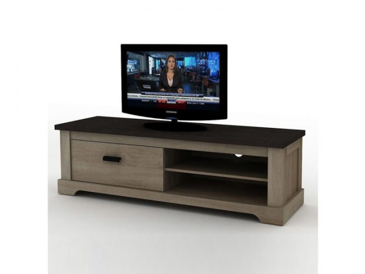 Meuble Television Couleur Bois Et Anthracite Johnson pour Meuble Tv Conforama Bois