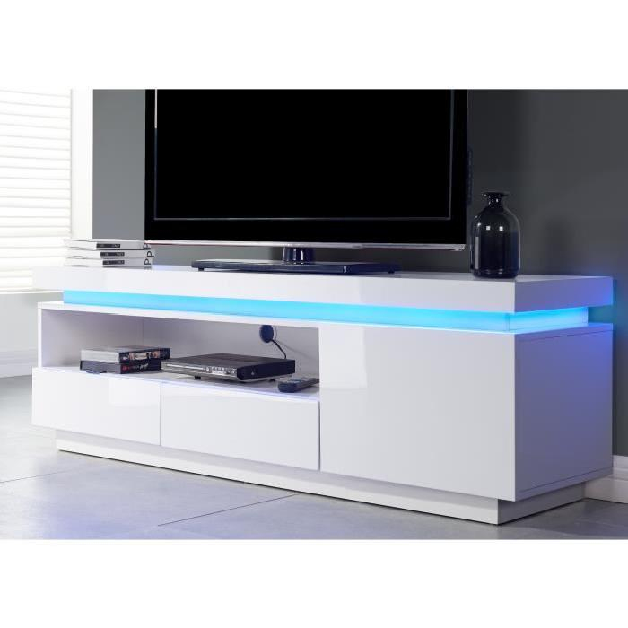 Meuble Tv Blanc Laqué 130 Cm | Idées De Décoration tout Meuble Tv Blanc Laqué