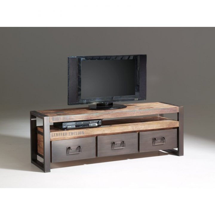 Meuble Tv Bois Massif Teck tout Meuble Tv Aston