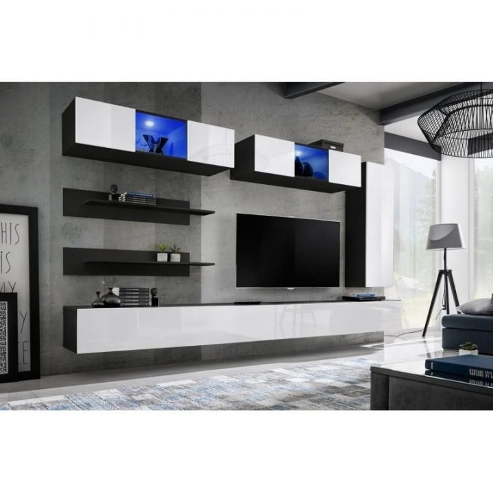 Meuble Tv Mural Design Fly Xvii 320Cm Blanc & Noir – Paris avec Meuble Tele Fly Meuble Tv Mural Design Fly Xvii 320Cm Blanc & Noir – Paris avec Meuble Tele Fly