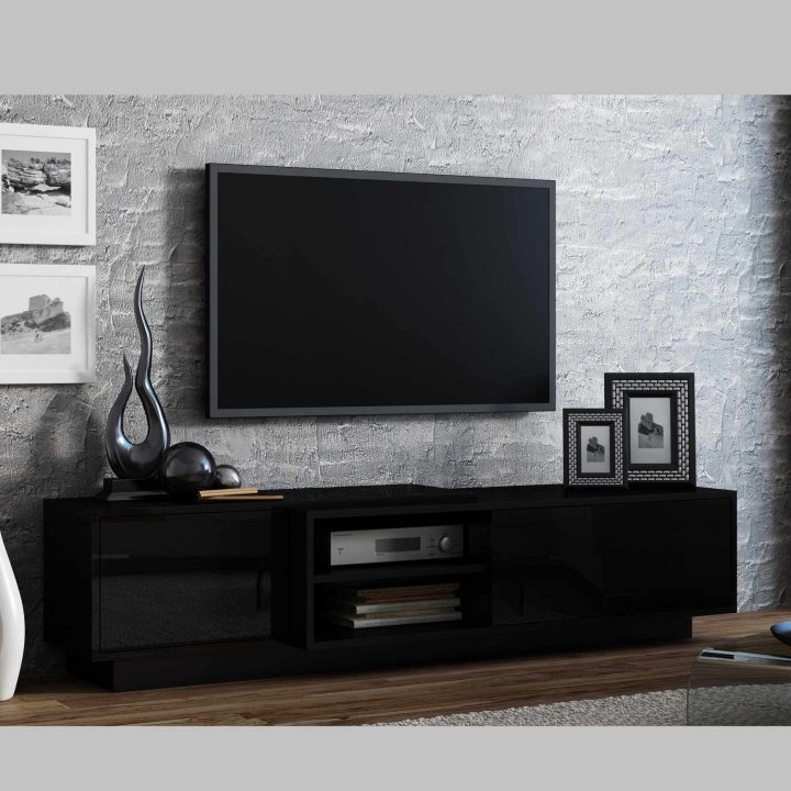 Meuble Tv Sigma Ii Noir – Azura Home Design encequiconcerne Meuble Crack Meuble Tv