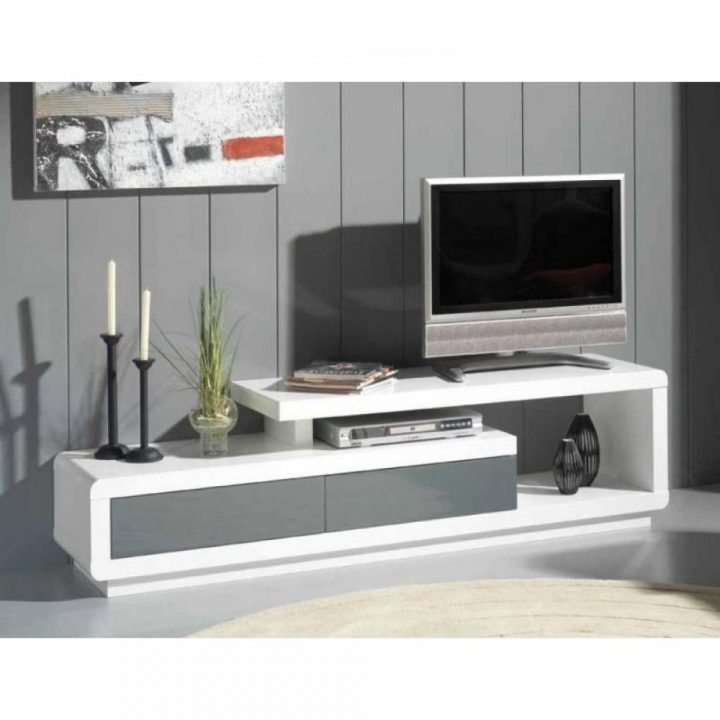 Meubles Tv, Meubles Et Rangements, Meuble Tv Seville Blanc avec Meuble Tv Blanc Laqué