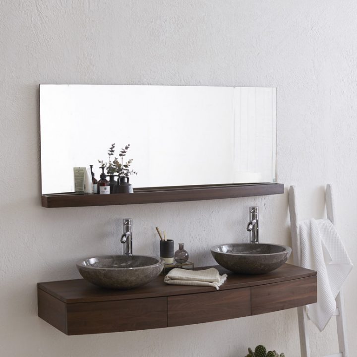 Miroir En Noyer Miles – Vente Miroirs Salle De Bain 140X60 à Bricoman Miroir Salle De Bain