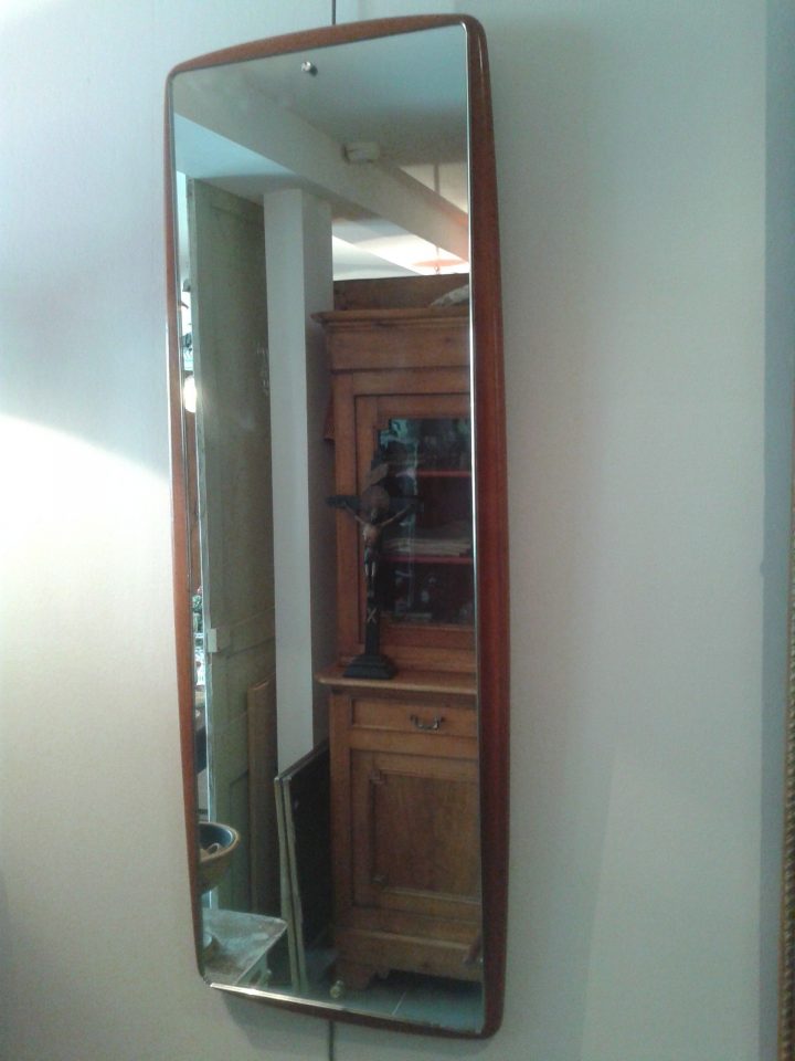 Miroir En Teck Vintage D'Occasion Vintage, Design intérieur Mobilier Industriel Occasion