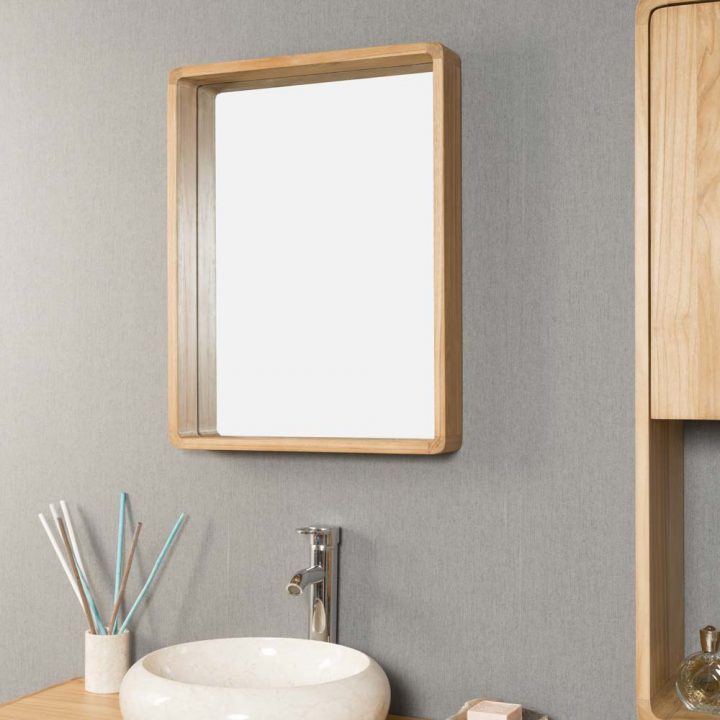 Miroir Salle De Bain En Teck Samba 50 X 65 Cm intérieur Miroir Salle De Bain Bricoman