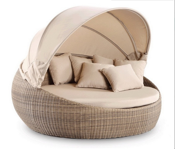 Mobilier De Jardin Lit De Jour En Osier Lit Rond Royal concernant Lit De Jardin Cocoon