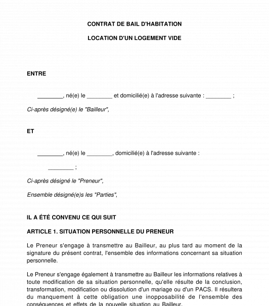 Modele Bail Location Gratuit Word – Gamboahinestrosa destiné Contrat De Bail Meublé
