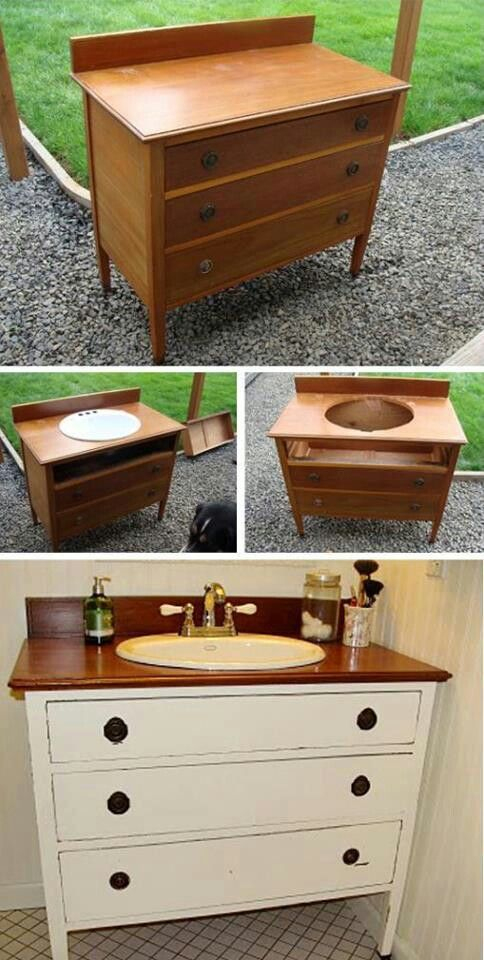 Old Re-Purposed Dresser. I Would Keep Original Wood, Put A avec Don De Meubles