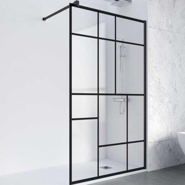 Pare-Douche Fixe 100 Ou 120 Cm, Hauteur 200Cm Profilé Noir dedans Paroi De Douche Style Verrière Castorama