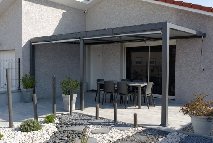Pergola Bioclimatique Adossée 300 X 540 Cm Gris Roca avec Pergola Adossée