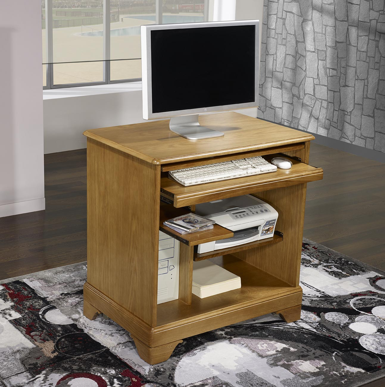 Petit Bureau Informatique En Chêne De Style Louis Philippe serapportantà Meuble Ordi