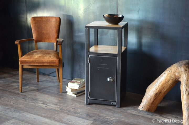 Petit Meuble D'Entrée De Style Industriel 1 Porte concernant Petit Meuble Entrée