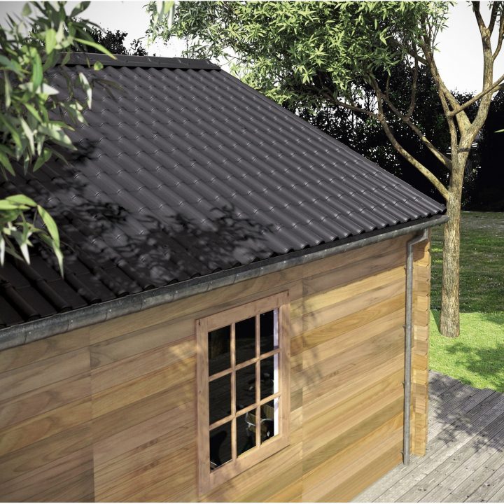 Plaque Imitation Tuile Acier Gris Pan'Tuile L.0.98 X L.1.95 M | Leroy Merlin avec Toiture Abri De Jardin Plaque Imitation Tuile Acier Gris Pan'Tuile L.0.98 X L.1.95 M | Leroy Merlin avec Toiture Abri De Jardin