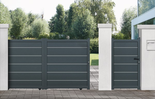 Portail Coulissant Aluminium Gris Anthracite "Aracaju" L intérieur Roue Pour Portail Coulissant Brico Dépôt