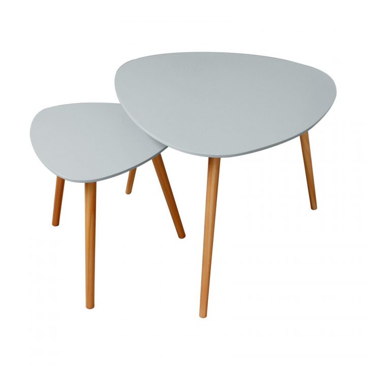 Potiron Sixties – Lot De 2 Tables Gigognes – Gris | Brandalley encequiconcerne Meubles Potiron