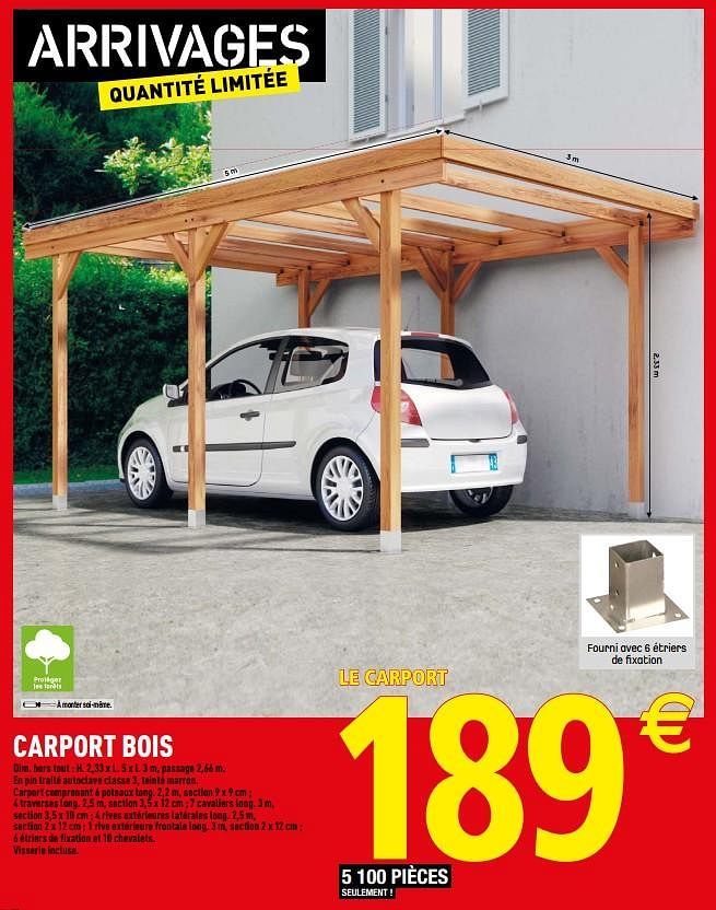 Promotion Brico Depot: Carport Bois – Produit Maison tout Carport Camping Car Brico Depot