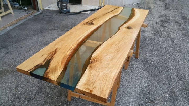River Table Durnmast/Rovere Natural Ca.206X75X4Cm Resin tout Table Bois Resine
