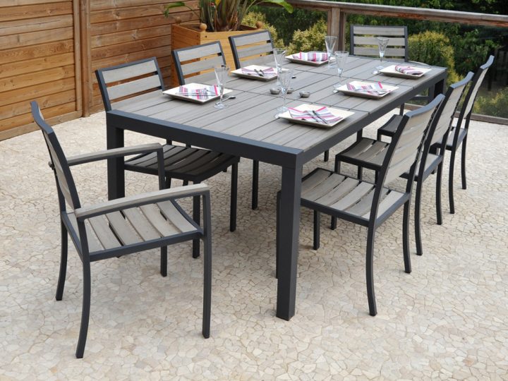 Salon De Jardin En Aluminium "Newport" – Table + 6 Chaises dedans Table De Jardin