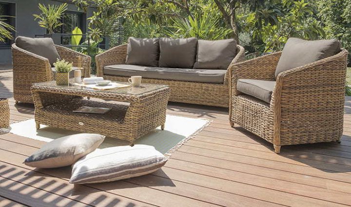 Salon De Jardin En Résine Tressée Marron 5 Places – Havana tout Salon De Jardin Lavande Auchan