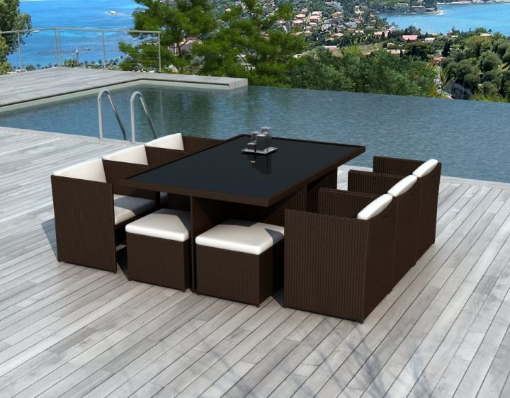Salon De Jardin Encastrable 10 Places En Résine Tressée destiné Salon De Jardin Resine