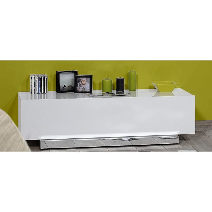 Salon – Meuble Tv Blanc Laque Design – Comforium encequiconcerne Meuble Tv Blanc Laqué