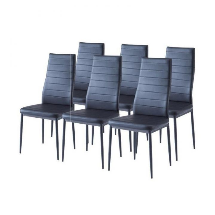Sam Lot De 6 Chaises De Salle A Manger En Simili Noir dedans Lot De 6 Chaise Noir Et Blanc
