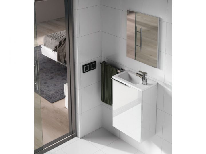 Set De Meuble Sous Lavabo Avec 1 Porte Laqué Blanc encequiconcerne Meuble Sous Lavabo Avec Colonne Brico Dépôt
