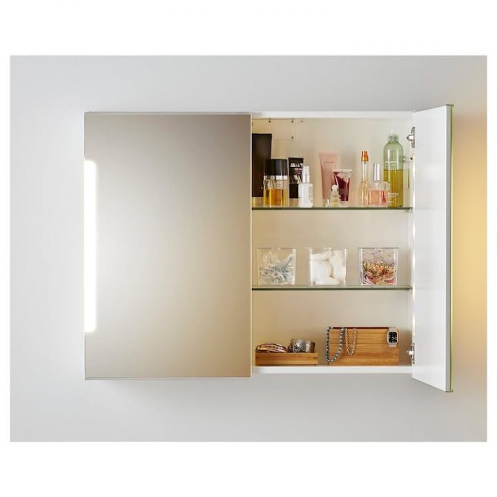 Storjorm Élément Miroir 2Ptes+Éclairage Int – Blanc destiné Armoire De Toilette Ikea Miroir