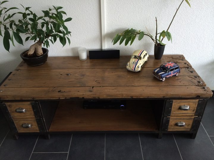 Table Basse / Meuble Tv Industriel – Atelier Vintage pour Meuble Télé Industriel