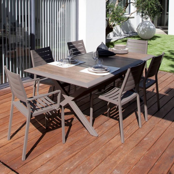 Table De Jardin Ceram Aluminium/Plateau Céramique Café destiné Table De Jardin