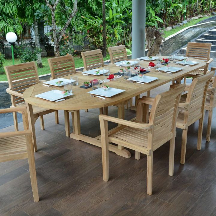 Table Extensible Ovale En Teck Ecograde Florence 200 / 300 dedans Table En Teck