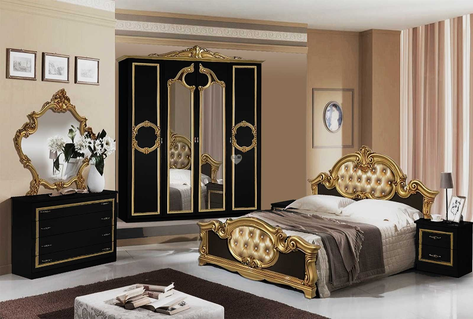 Taylor_Laque_Noir_Et_Dore_Ensemble_Chambre_A_Coucher encequiconcerne Chambre De Pousse Brod &amp; Taylor