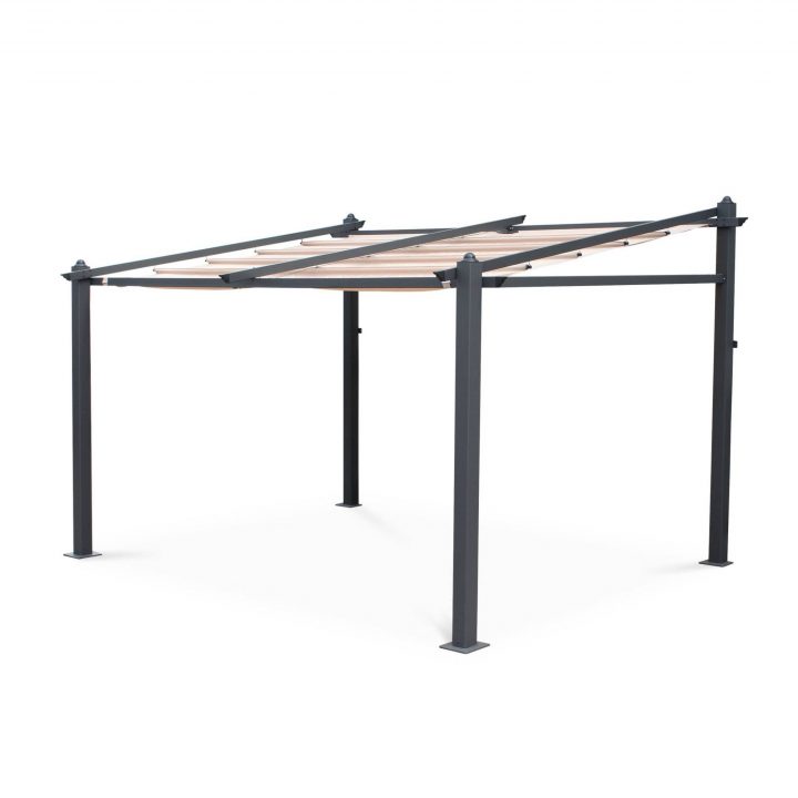 Tente De Jardin Murale, Pergola Aluminium 3X4M Murum Beige serapportantà Abri Moto Retractable