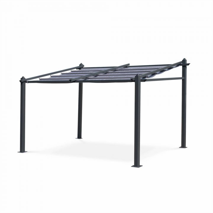 Tente De Jardin Murale, Pergola Aluminium 3X4M Murum Gris tout Abri Moto Retractable