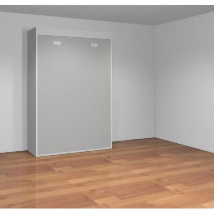 Teo – Armoire Lit Escamotable 140 Cm Blanc Mat Et Gris concernant Armoire Ordinateur Fermée Teo – Armoire Lit Escamotable 140 Cm Blanc Mat Et Gris concernant Armoire Ordinateur Fermée