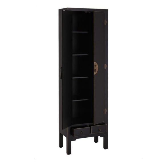 Tousmesmeubles – Armoire Lingère 2 Portes, 2 Tiroirs Noire tout Lingère Meuble