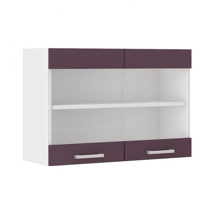 Ultra Meuble Haut Vitre De Cuisine L 80 Cm – Aubergine concernant Meuble Haut Cuisine Vitré