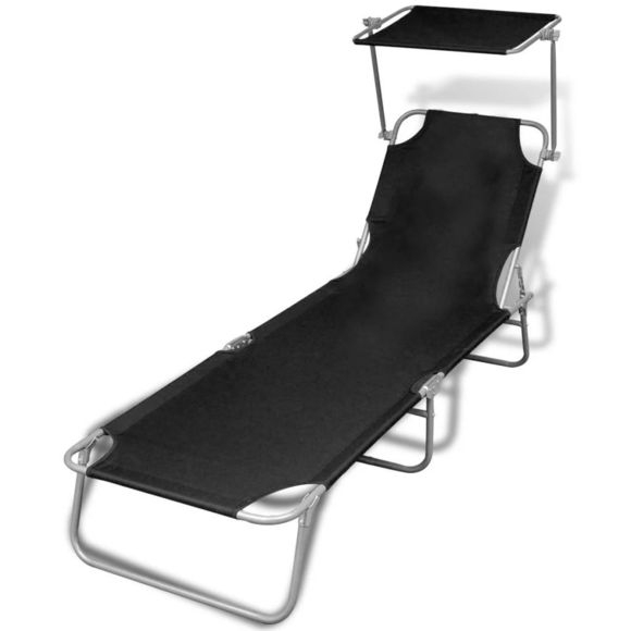 Vidaxl – Chaise Longue Pliable Avec Auvent Acier Et Tissu tout Chaise Longue Suspendue Avec Ombrelle Vidaxl – Chaise Longue Pliable Avec Auvent Acier Et Tissu tout Chaise Longue Suspendue Avec Ombrelle