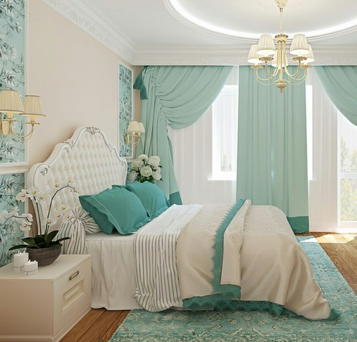 1001+ Designs Stupéfiants Pour Une Chambre Turquoise destiné Rideaux Occultants Turquoise