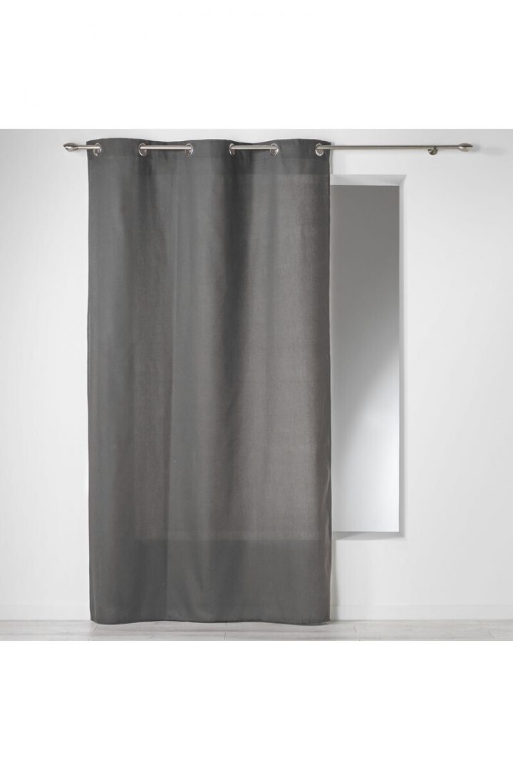 140 X 240 Cm 100% Coton Rideau À Oeillets Ardoise – Tati.fr pour Rideaux Tati