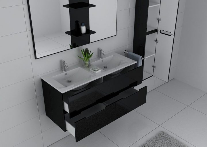 meuble salle de bain noir mat 120 cm