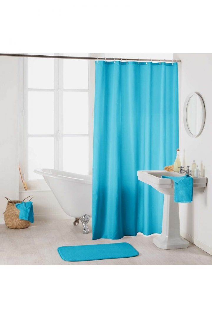 180 X 200 Cm 100% Polyester Rideau De Douche Avec Crochets encequiconcerne Rideaux Tati