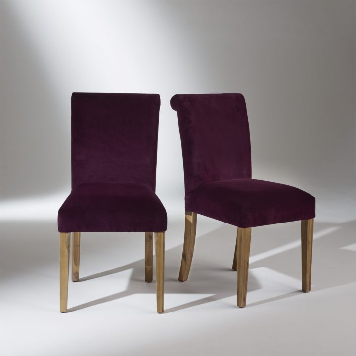 2 Chaises De Table En Velours, Pieds Bois, Velours Alix intérieur Chaise Fauteuil Salle À Manger